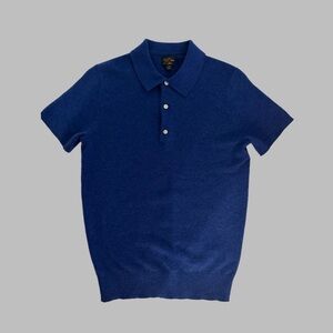 SALE🎄🎄🎄🎄J Crew Men’s Blue Cashmere Short Sleeve Pull-over Sweater with Collar